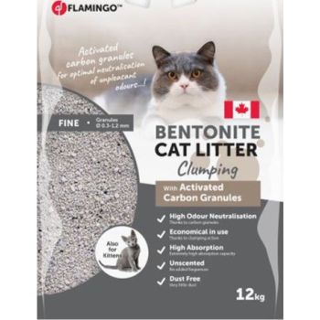  Flamingo Bentonite Activated Carbon Granules Clumping Cat Litter 12KG 